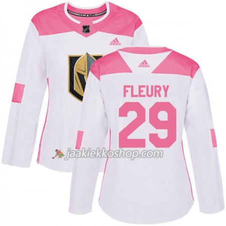 Nainen NHL Vegas Golden Knights Pelipaita Marc-Andre Fleury 29 Adidas 2017-2018 Valkoinen Vaaleanpunainen Fashion Authentic